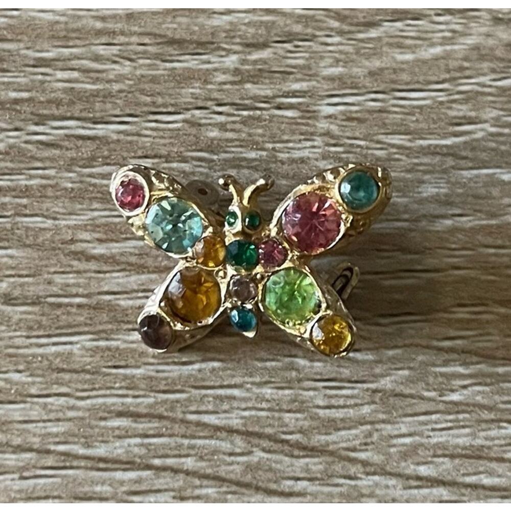 Butterfly Brooch Women's Multicolored Stones Vintage Gold Dainty Feminine Scarf